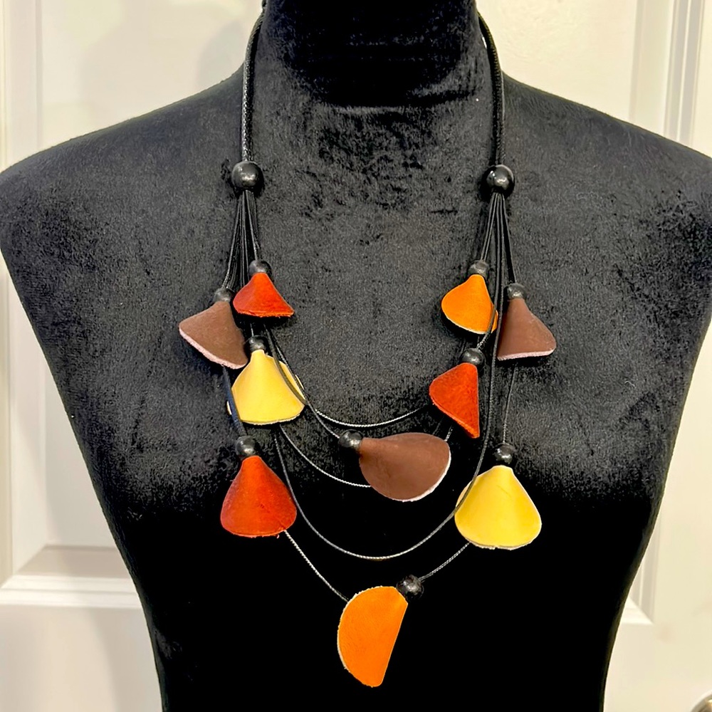 Necklace - leather material